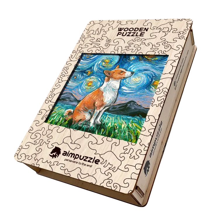 Van Gogh Bull Terrier Wooden Jigsaw Puzzle