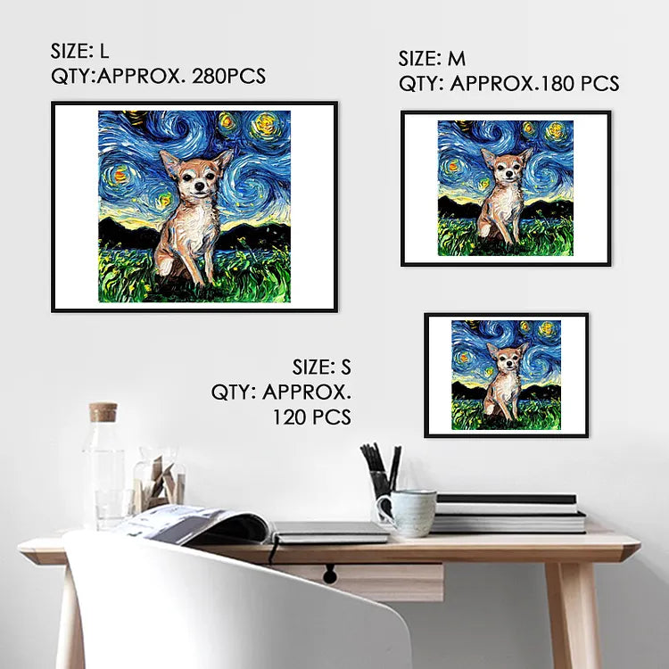 Van Gogh Chihuahua Wooden Jigsaw Puzzle
