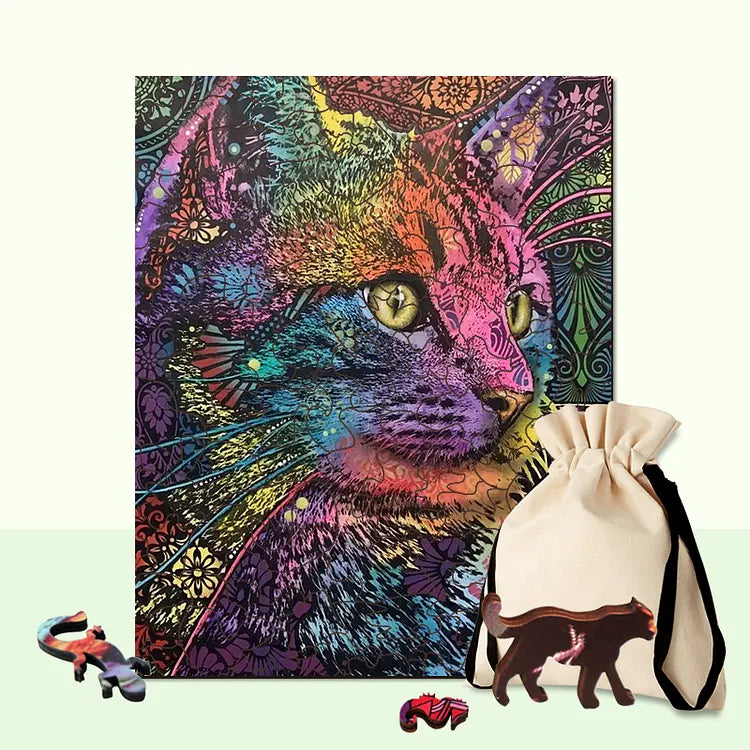 Colorful Cat Wooden Jigsaw Puzzle