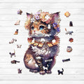 Lovely Flowered Kitten Wooden Jigsaw Puzzle
