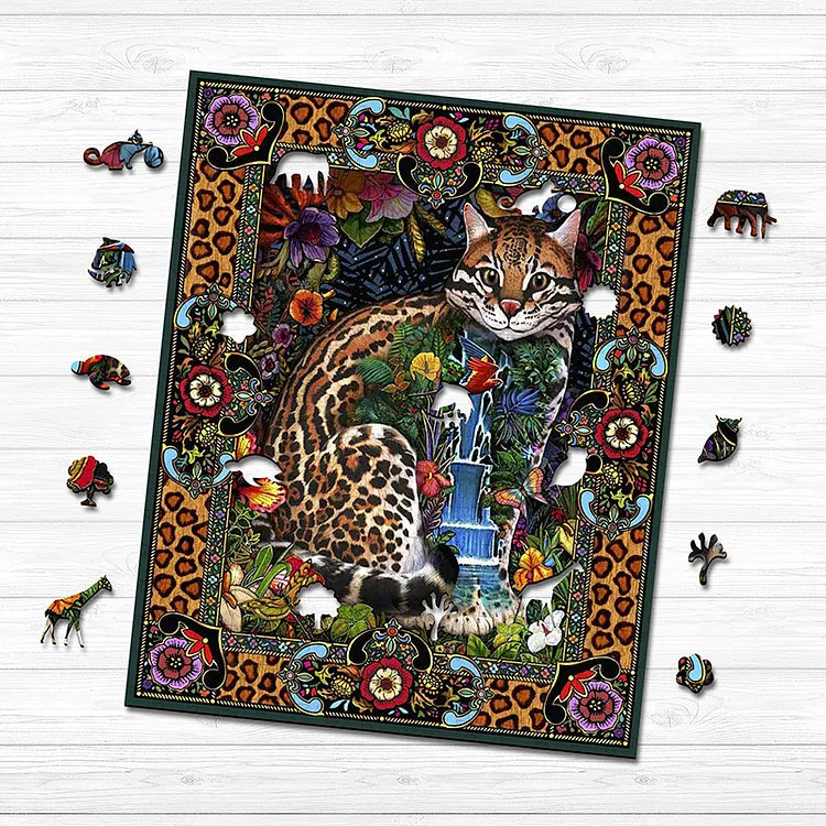 Leopard Cat Wooden Jigsaw Puzzle