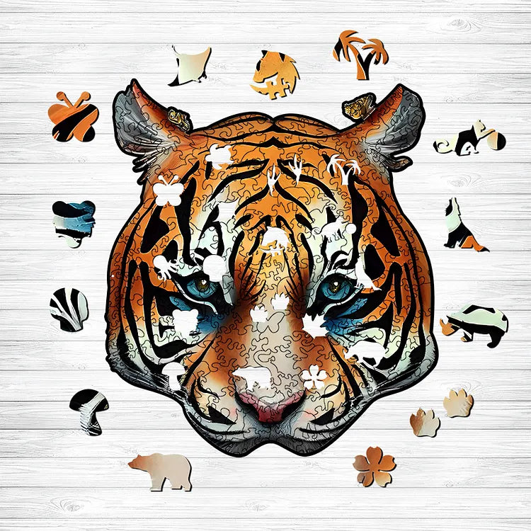 Brave Eyed Tiger Wooden Jigsaw Puzzle