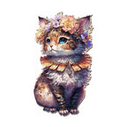 Lovely Flowered Kitten Wooden Jigsaw Puzzle