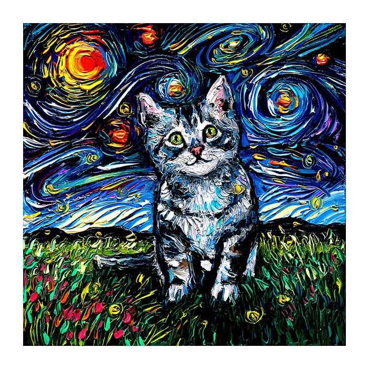 Van Gogh Shorthair Cat Wooden Jigsaw Puzzle