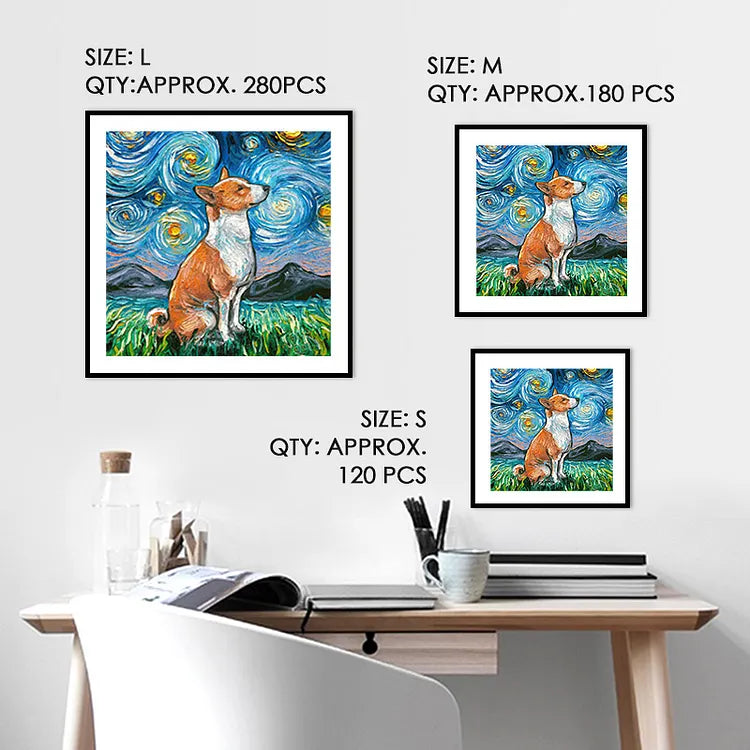 Van Gogh Bull Terrier Wooden Jigsaw Puzzle