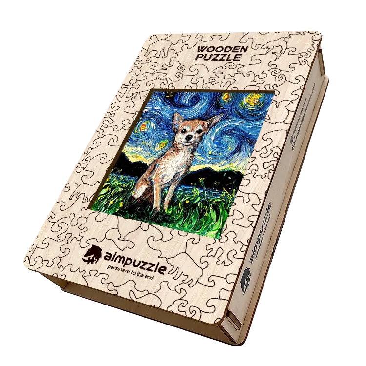 Van Gogh Chihuahua Wooden Jigsaw Puzzle