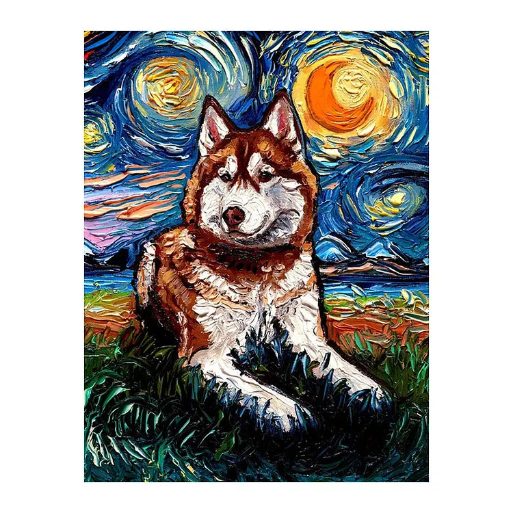 Van Gogh Alaskan Dog Wooden Jigsaw Puzzle