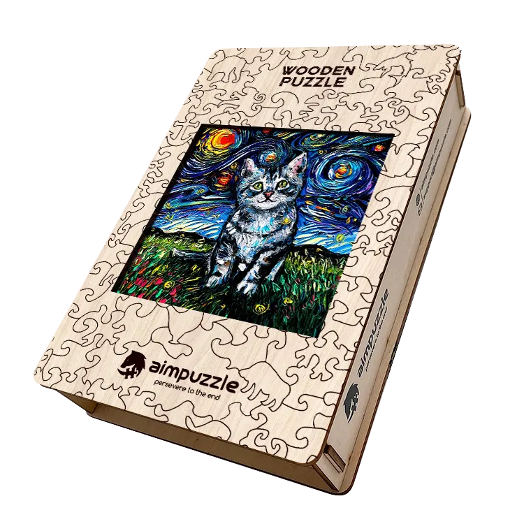 Van Gogh Shorthair Cat Wooden Jigsaw Puzzle