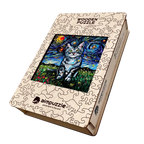 Van Gogh Shorthair Cat Wooden Jigsaw Puzzle